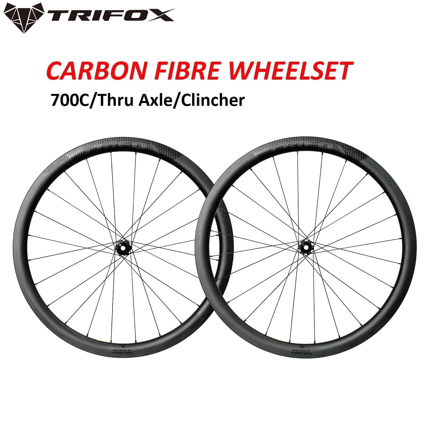 Ruote per bici da strada in carbonio TRIFOX Freno a disco Blocco centrale 700C40/45/50/60MM Set di ruote per bici da strada per SHIMANO HG 8-11s