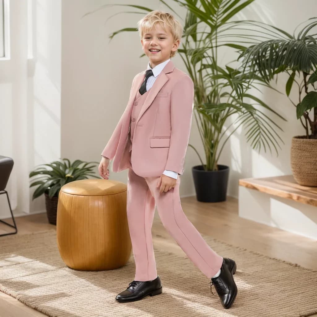 Consegna Rapida Set Completo da Cerimonia per Bambini 4 Pezzi, Abito da Cerimonia per Bambino, Giacca, Gilet, Pantaloni, Papillon, per Feste e Cerimonie