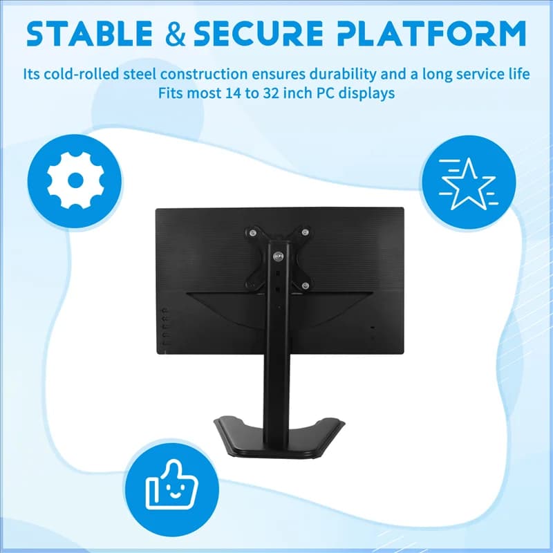 Supporto per monitor regolabile per schermi da 14-32 pollici, supporto da scrivania con base grande, braccio per monitor regolabile in altezza