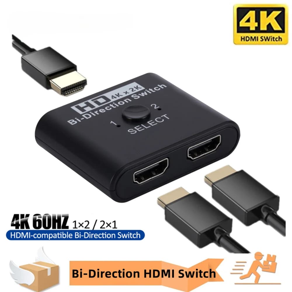 4K hdmi Switch 1 in 2/2 in 1 Out Bidirectional Video Splitter For Laptop PC Xbox PS3/4/5 TV Box To Monitor TV Projector Adapter
