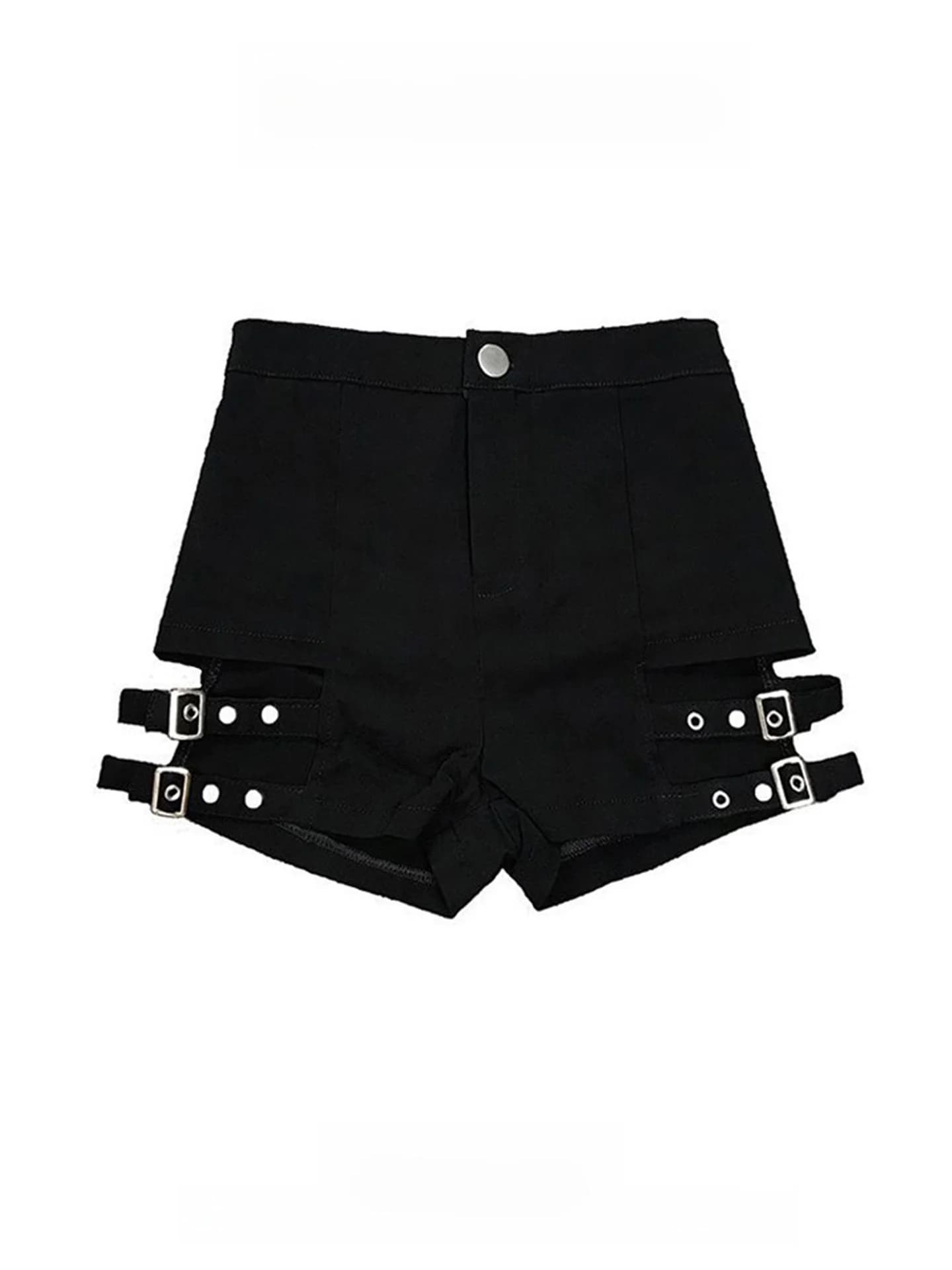 Black High-Waist A-Line Shorts Women's Summer Y2K Punk Style Sexy Elastic Slimming Hot Pants Wide Leg Jeans High Waist Shorts