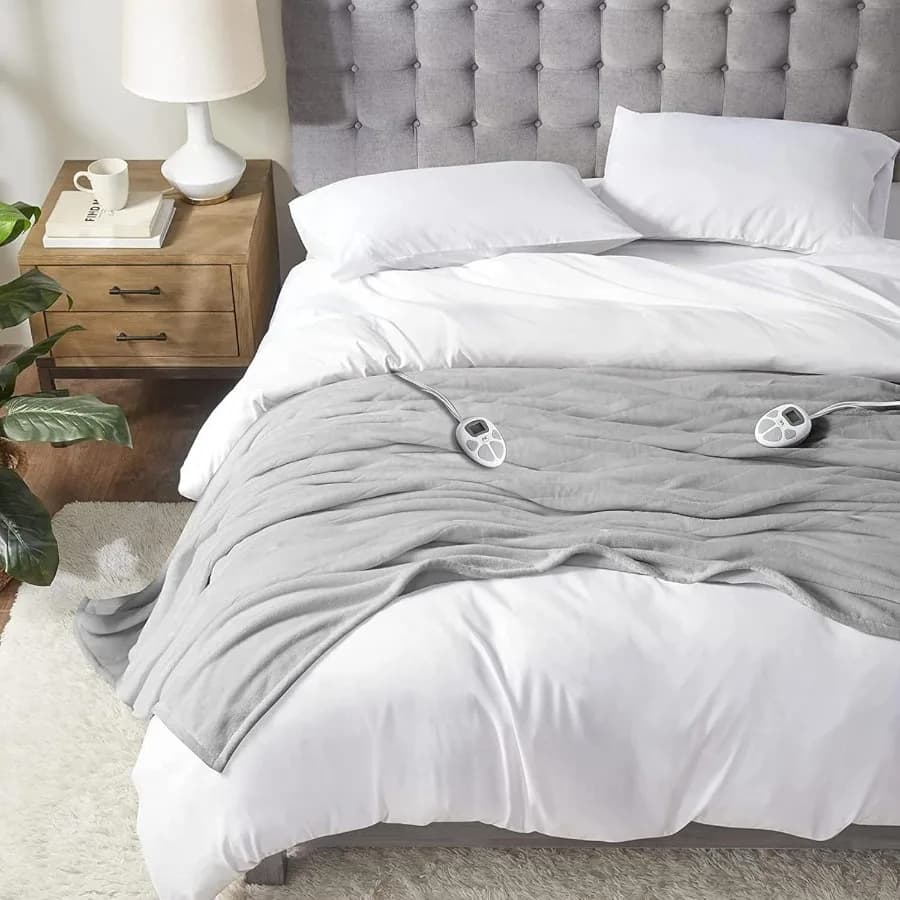 Coperta elettrica in peluche lussuosamente morbida Riscaldamento rapido Copertura accogliente Sicurezza Spegnimento automatico Timer Basso EMF Impostazione multipla del calore Certi ETL