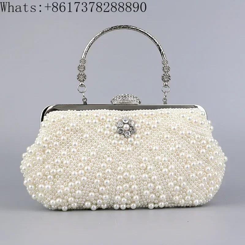 Borsa cheongsam di perle borsa da sposa borsa da socialite pochette a tracolla.