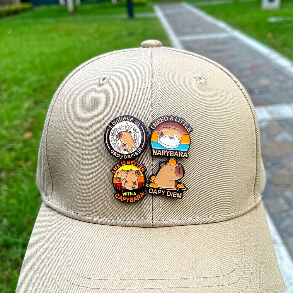 Cute Cartoon Capybara Enamel Brooch Funny Backpack Hat Decoration Metal Lapel Pin Badge For Friend Clothing Accessories