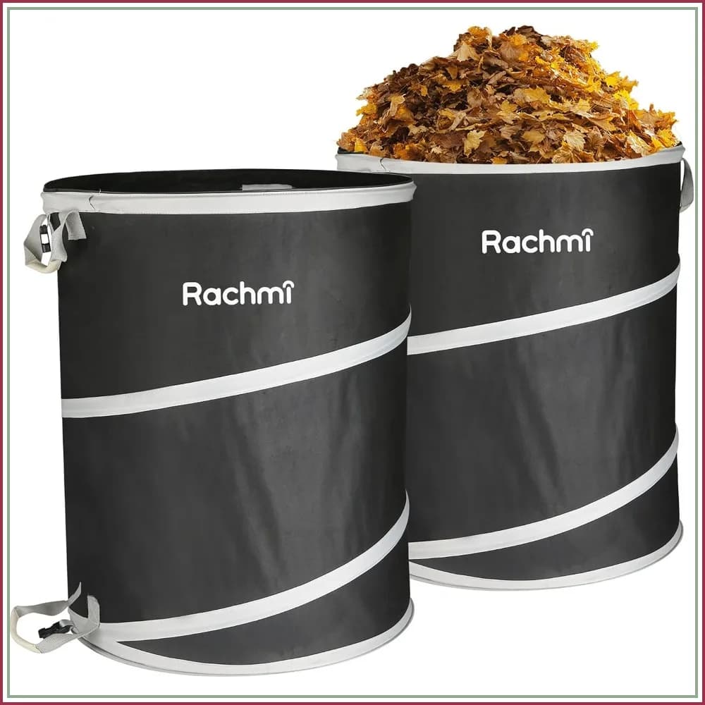 40 Gallon Collapsible Trash Can 2-Pack, Heavy Duty 600D Oxford Pop-Up Yard Waste Bag, Water-Resistant Outdoor Leaf Bin with Spring Frame, 22"x26.4", Black