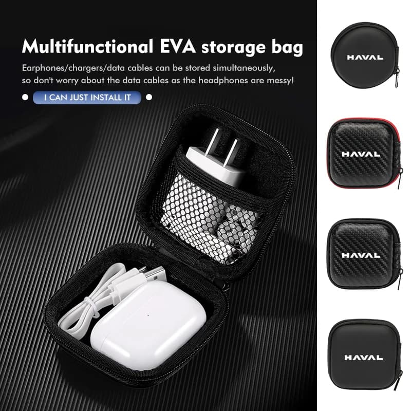 Portable Car Earphone Case Data Cable Organizer Bag Auto Accessories For Haval H6 Dargo M6 H9 H6S F7 F7X Jolion X DOG XY