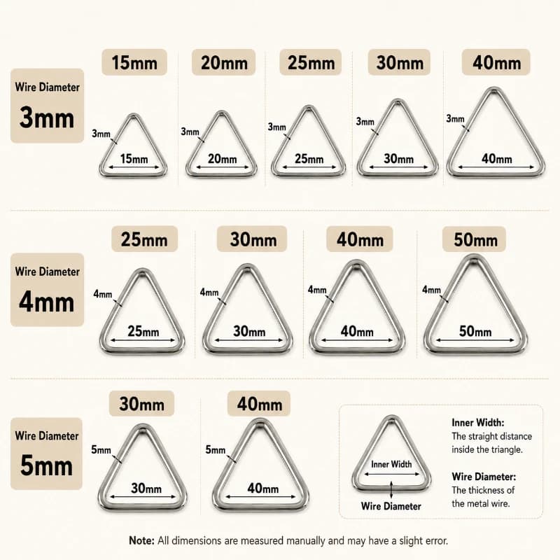 20/50Pcs Stainless Steel Triangle Ring Buckle Bag Strap Connector Hook Pet Collar Loop Webbing Belt Clasp Hardware Accessories