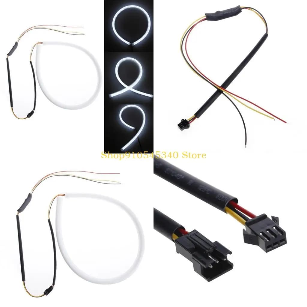 U2JA per per striscia LED 12V DRL faro con tubo ambrato bianco 2x