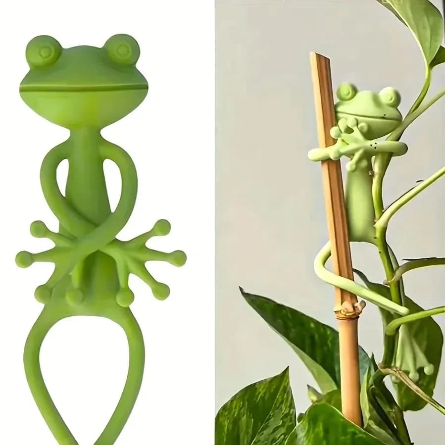Fascetta per piante a forma di rana Cavo riutilizzabile per piante da giardino Vite Fiore Clip per verdure Supporto flessibile regolabile per stelo