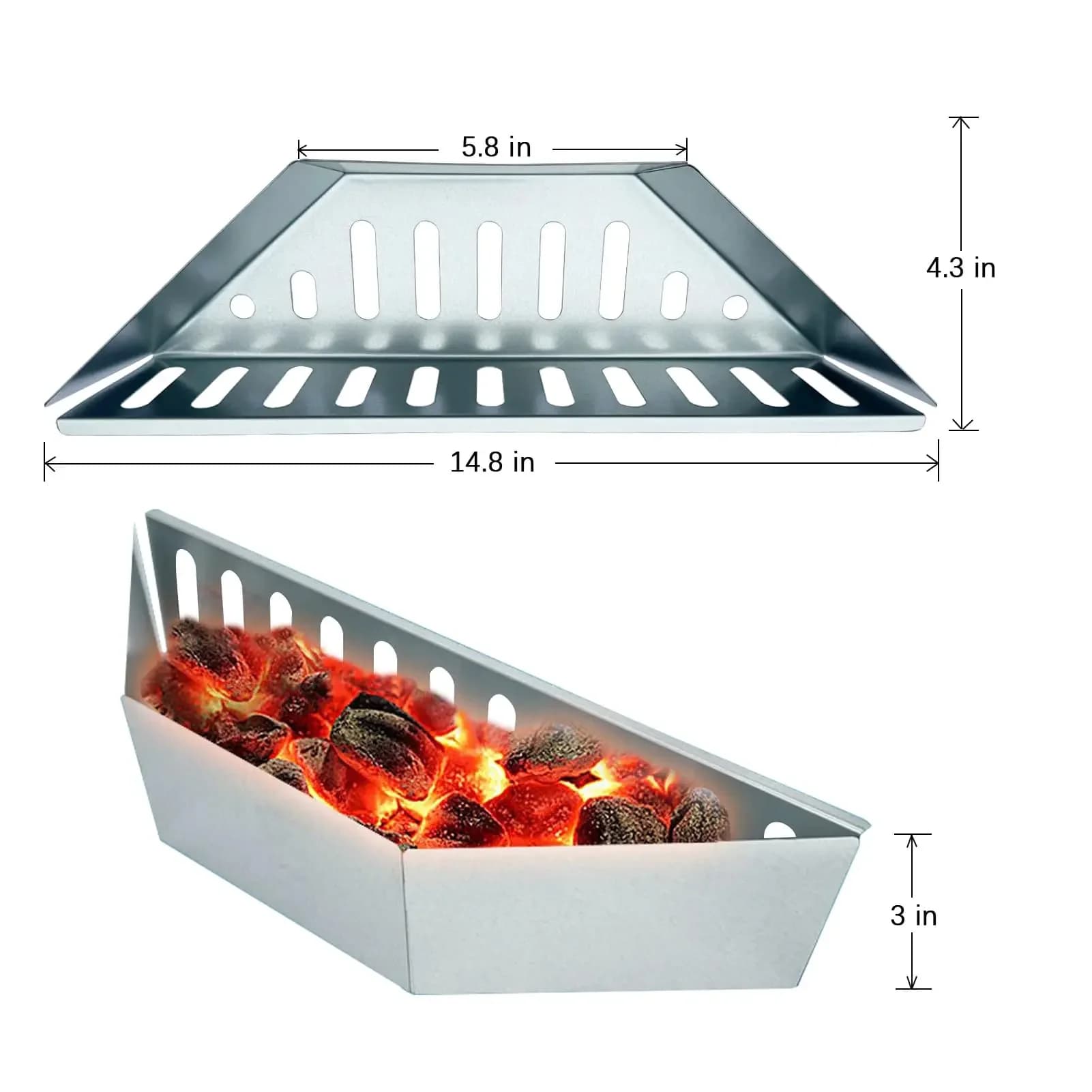 Stainless Steel Thickened BBQ Charcoal Basket Perforated Ventilation Design For Outdoor Grilling And Barbecue Tools
