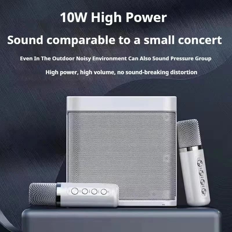 VIKEFON Macchina per Karaoke con 2 doppi microfoni wireless Boombox portatile AUX TF Card U Disk Player Cambia voce per la festa