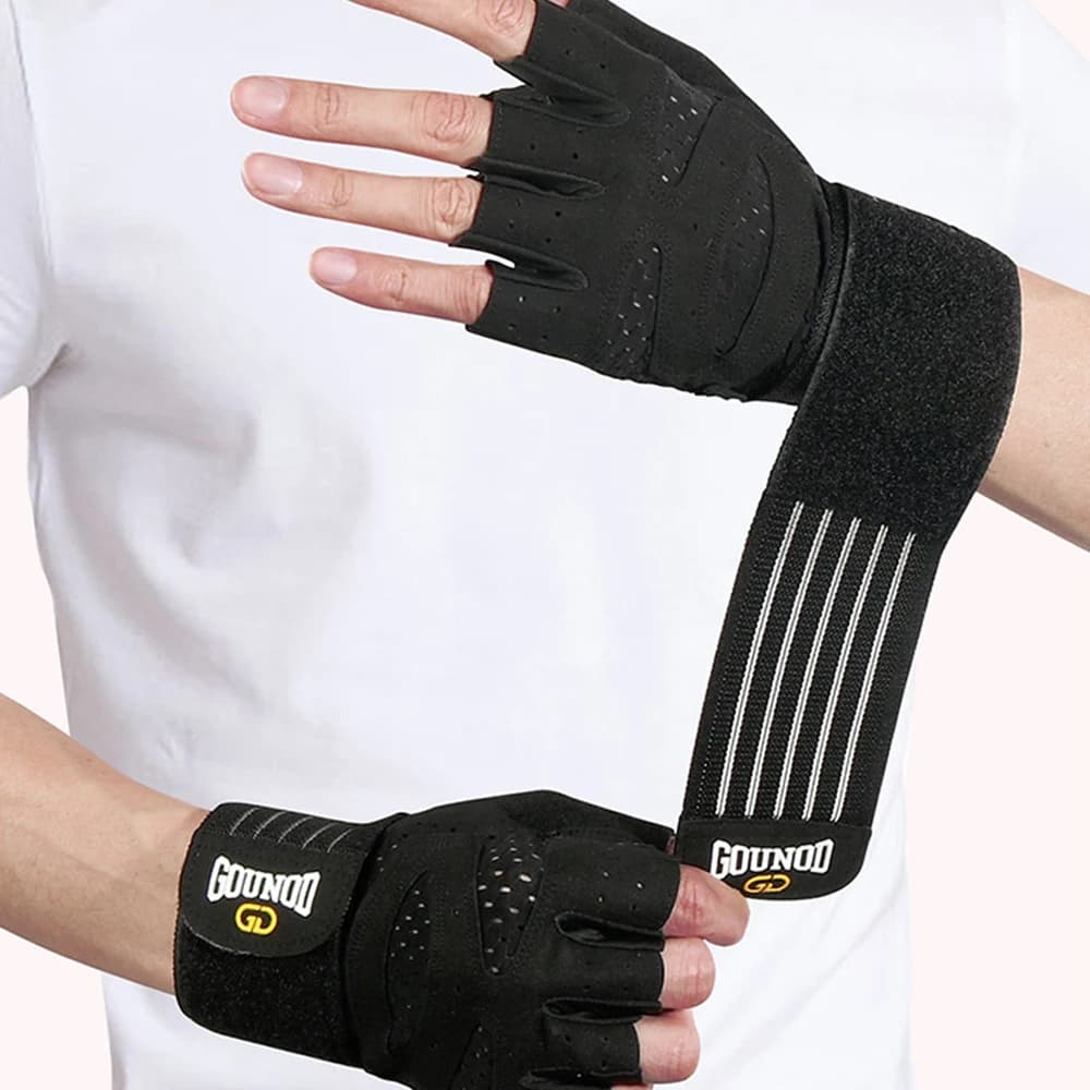 1 pair of women's training gloves, padded weight lifting gloves with wrist support, complete palm protection, Tr gym handle
