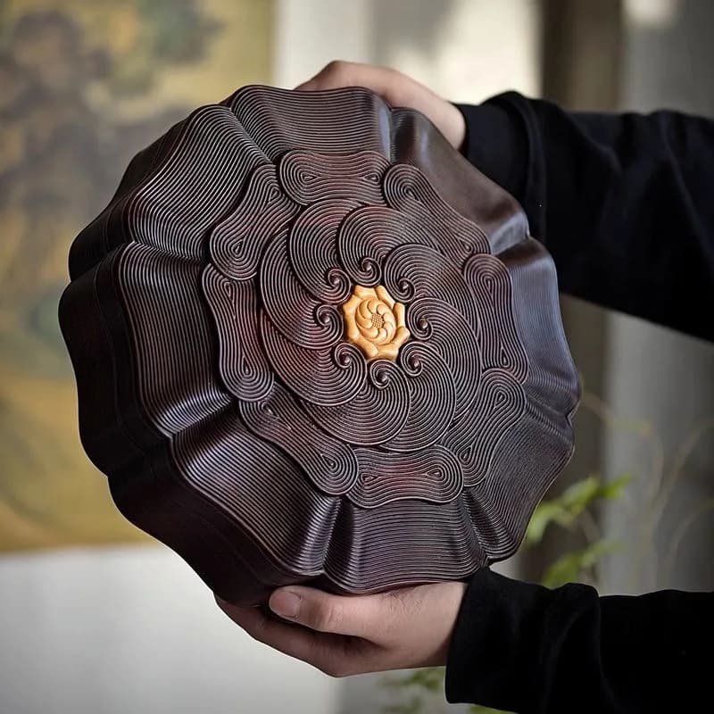 Big red rosewood fruit plate wedding high-end mahogany dried fruit box solid wood Chinese candy snack storage box living room