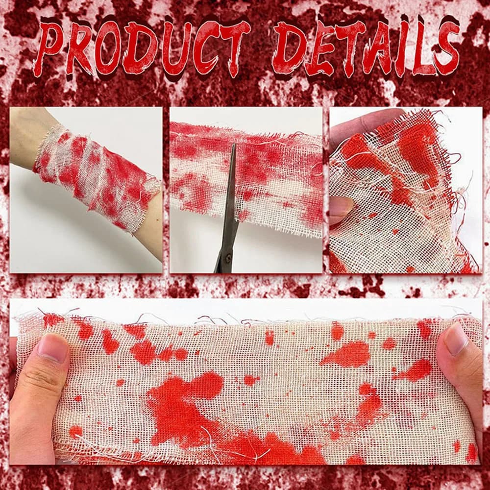 10M Panno per benda nel sangue artificiale Halloween Spaventoso Decoraton Terrore Festa a tema Puntelli Cosplay Giardino domestico Decorazioni fai da te Forniture