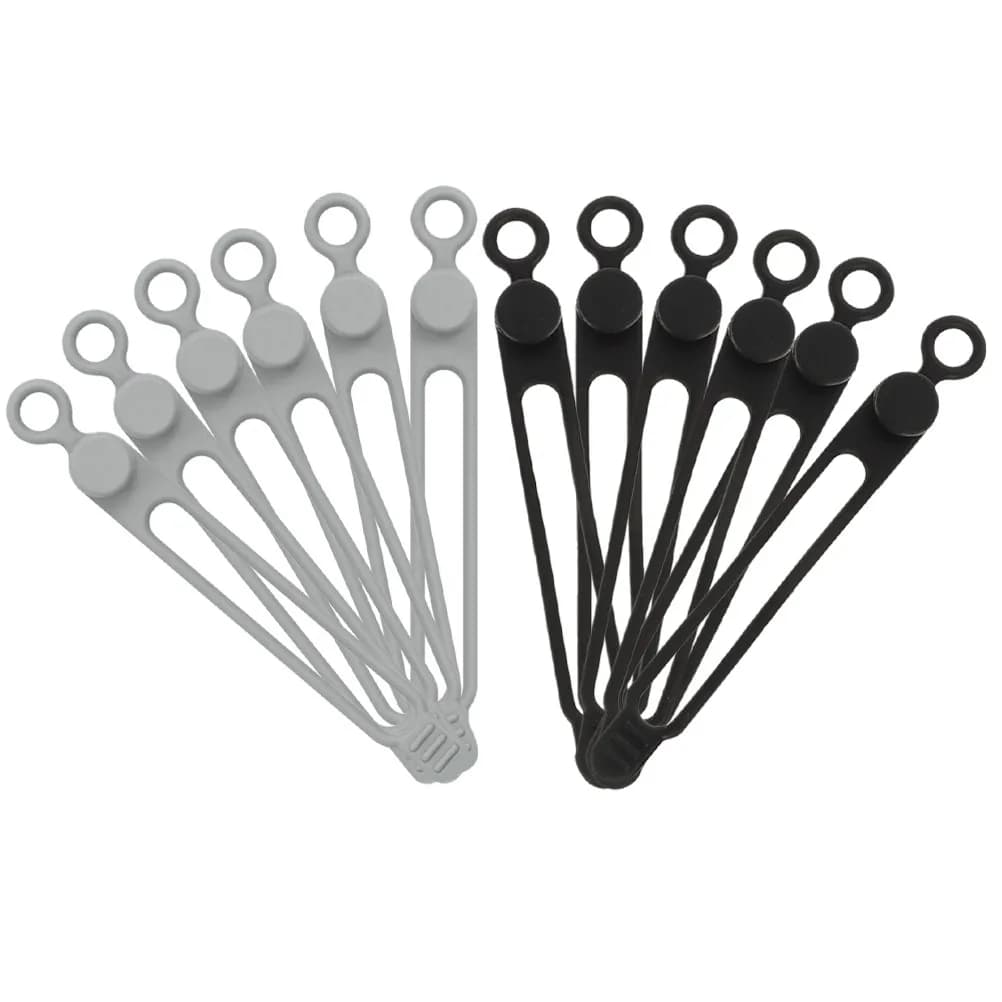 Set di 12 Organizzatori per Cavi in Silicone, Fascette Riutilizzabili per Gestione Cavi, Supporto per Cavi per Scrivania, Casa e Ufficio