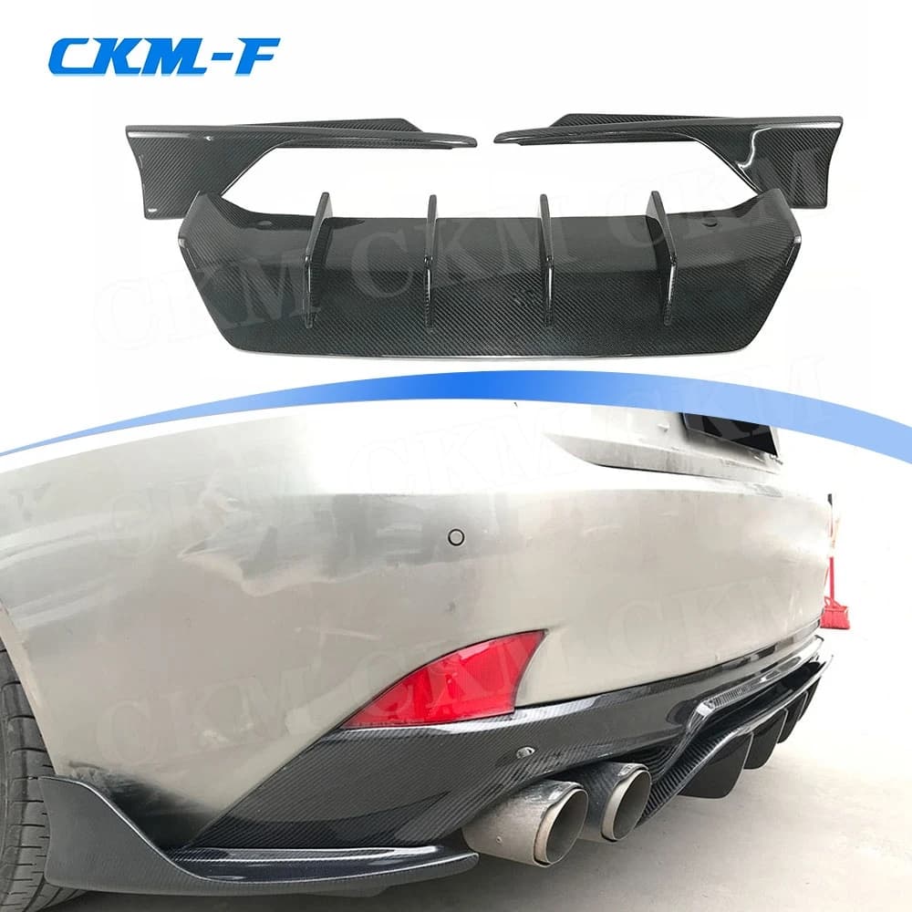 Real Real carbon fiber Rear Bumper Lip Diffuser Protector With Splitter For LEXUS IS300 IS350 IS F Sport Sedan 4 Door 2017-2019