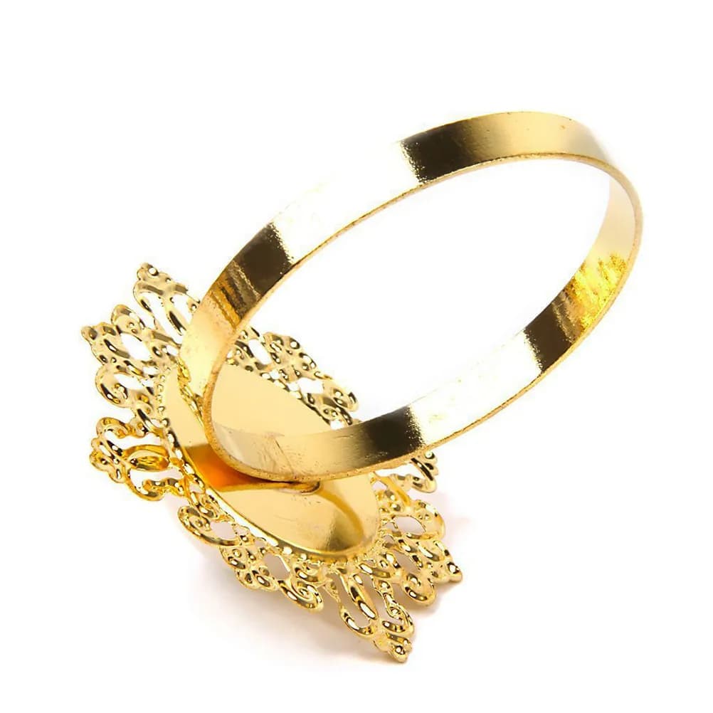 12 pieces of acrylic and zinc alloy napkins, golden and white, for wedding banquets, elegant and sparkling decorations