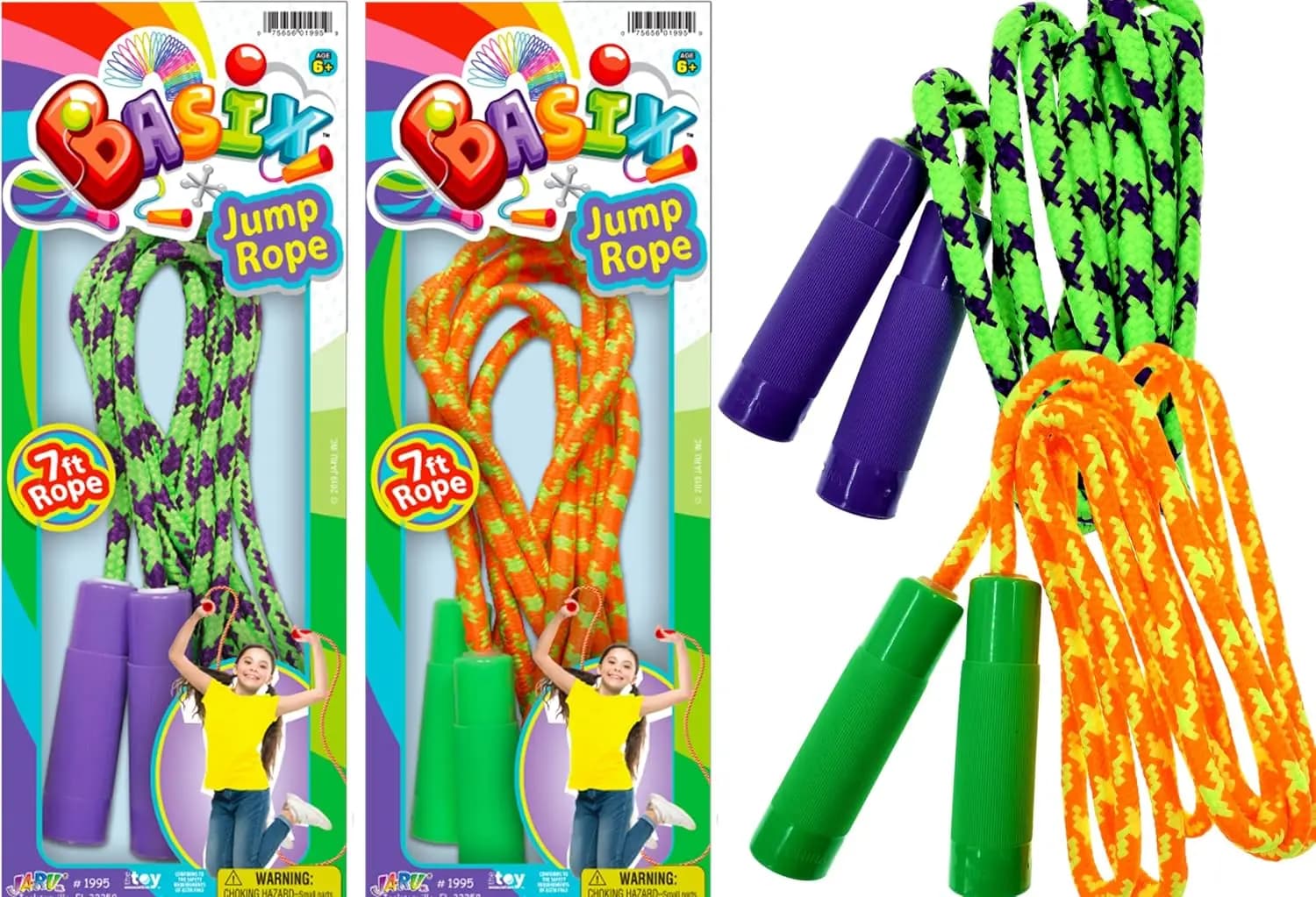 Corda per Saltare Regolabile da 2,1 m per Bambini e Adulti, in Nylon Intrecciato, per Esercizi Indoor e Outdoor, Gadget per Feste, Confezione Multipla