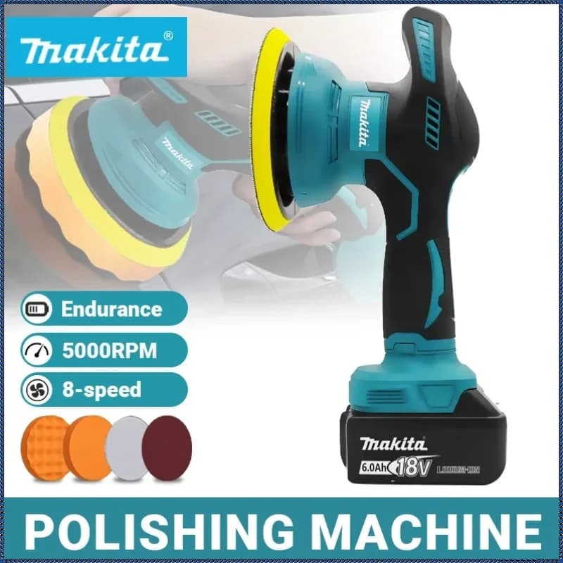 Lucidatrice per Auto Makita Senza Fili a 8 Velocità, Macchina Elettrica per Lucidatura e Riparazione, Lucidatrice Wireless per Batterie Makita 18V 20V