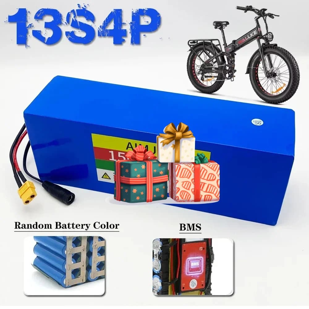 Pacco batteria al litio 13S4P 48V 15AH 18650 500W per vari dispositivi elettronici e attrezzature di trasporto + caricabatterie