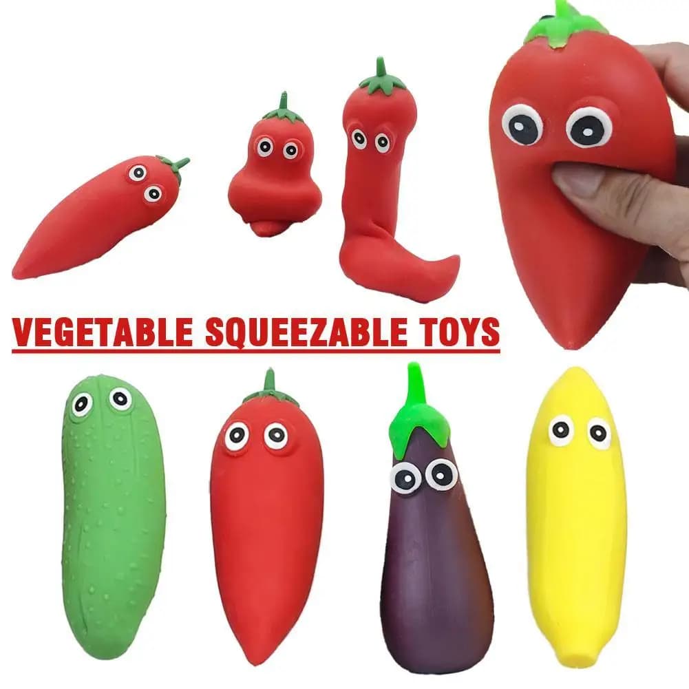 Divertenti Giocattoli Spremibili a Forma di Verdura, Set di Giocattoli Sensoriali Estensibili a Forma di Cetriolo, Giocattoli Antistress Riempiti di Sabbia, Regali per Bambini