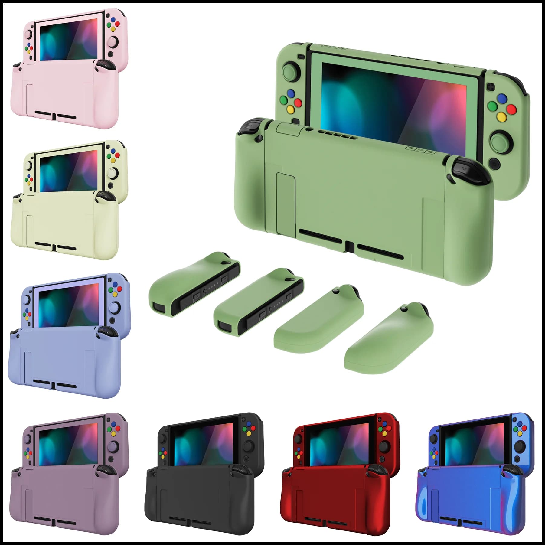 Custodia protettiva Dockable PlayVital AlterGrips Custodia ergonomica con impugnatura Shell per Nintendo Switch con protezione schermo abbinata