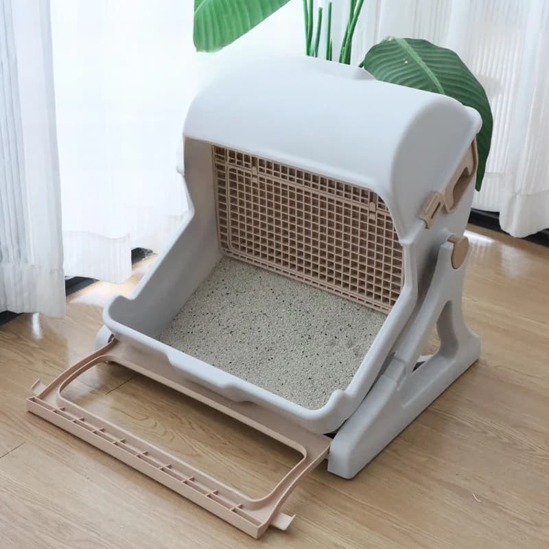Lettiera per Gatti Semi-chiusa Oversize Anti-schizzi con Cassetto, Toilette per Gatti con Deodorizzazione