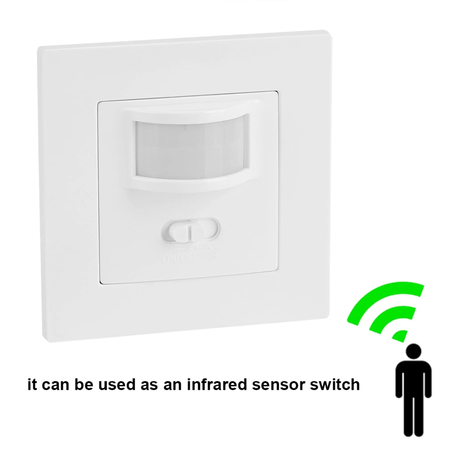 Sensore di movimento PIR a infrarossi AC 110V‑240V, interruttore per lampada da parete a incasso, lampadina da 150W, luce a infrarossi in PVC, sensore di movimento