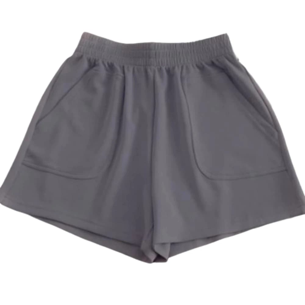 Women's shorts with pockets, summer, high waist, solid color, casual, sports, with elastic waist, for cycling