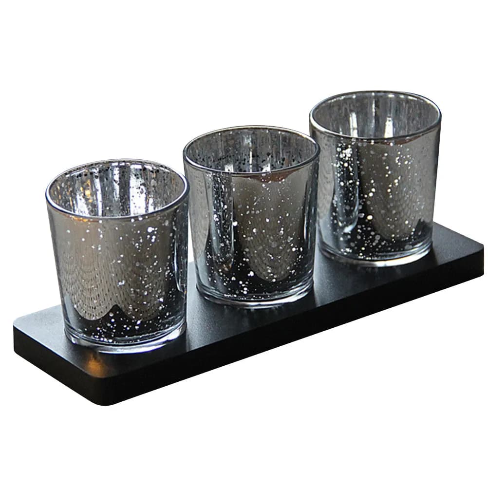 Portacandele in Vetro Mercurizzato, Supporti Dorati Scintillanti per Candele Tea Light, per Matrimoni, Feste e Decorazioni Domestiche