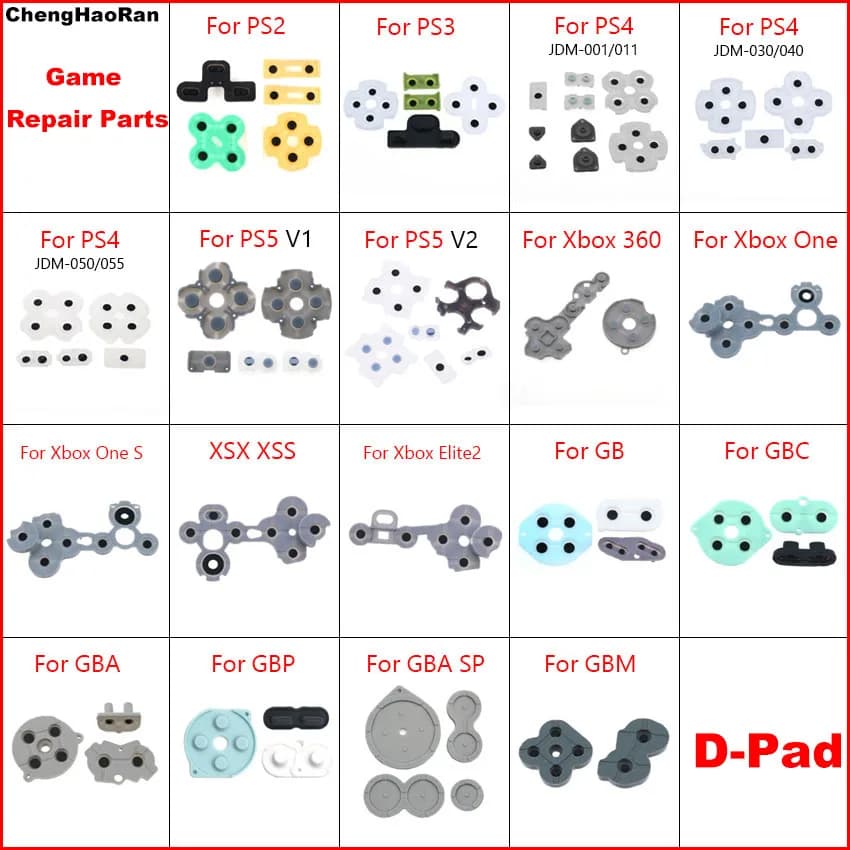 1Set Cuscinetti In Gomma Conduttiva In Silicone per PS2 PS3 PS4 PS5 Xbox One/360 Controller D-pad Bottoni Chiave Contatto per GB GBA GBC