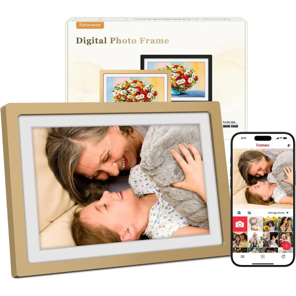 Cornice Fotografica Digitale 10.1 Pollici 1280x800 HD IPS Touchscreen con 32GB Integrati, WiFi, App, USB, SD, Idea Regalo
