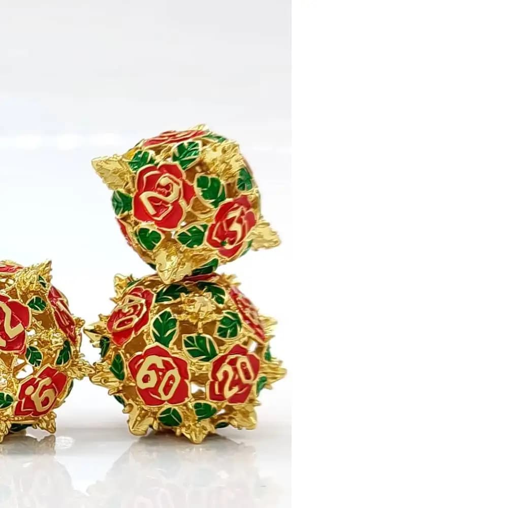 Rose Dices DND Metal Dice Set Hollow Metal Role Play Game Dice for Dungeons And Dragons Players