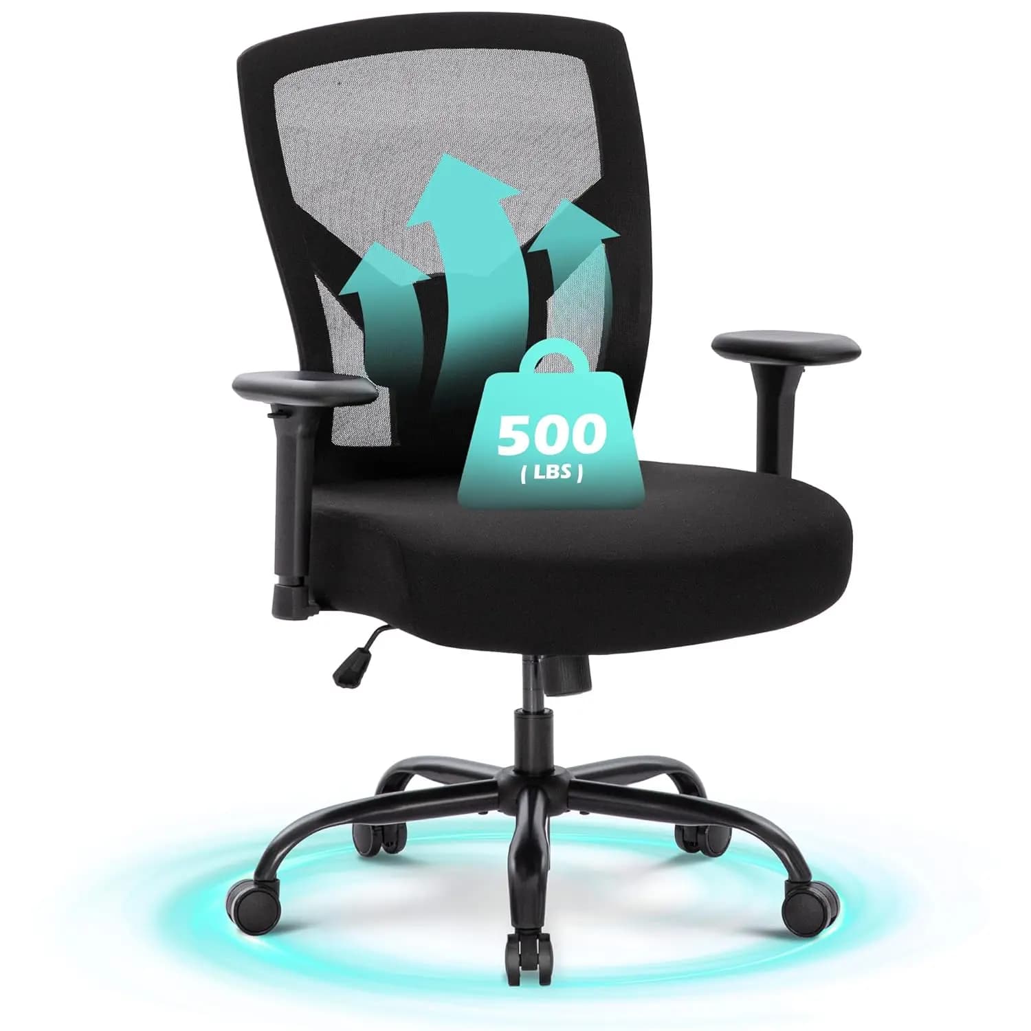 Sedia da Ufficio Ergonomica Robusta con Schienale Medio in Rete, Supporto Lombare, Braccioli Regolabili, Cuscino del Sedile Certificato SGS, Personalizzabile