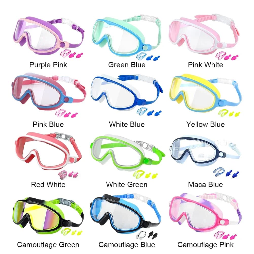 Children's swimwear, anti-fog, without water leaks, with ear plugs and nose clips, for children from 4 to 15 years old