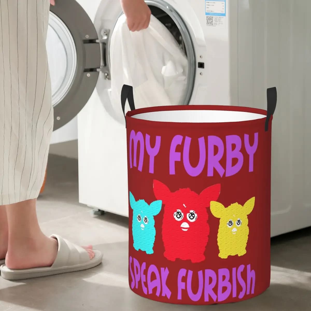 Nightmare Furby Cartoon Robot Toys Folding baskets for linen Clothes dirty Basket for various items Large waterproof bag