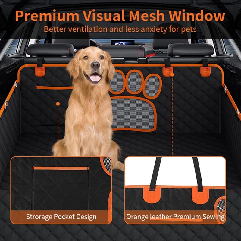 Dog Car Seat Cover for Back Seat, Waterproof Dog Car Hammock with Visual Mesh Window and Side Zipper Car Seat & Door Protect.