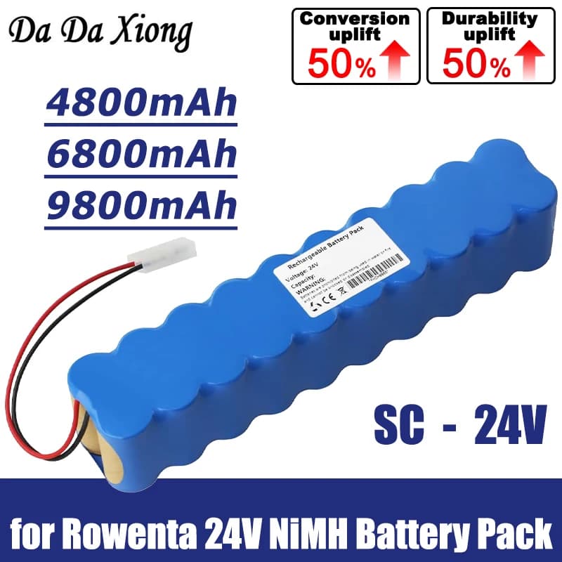 NEW 9800mAh NiMH Battery for Rowenta 24V Vacuum Cleaner, Compatible with Besen Air Force Extreme RH8770 RH8771WS RH877501 RH8779 RH877901