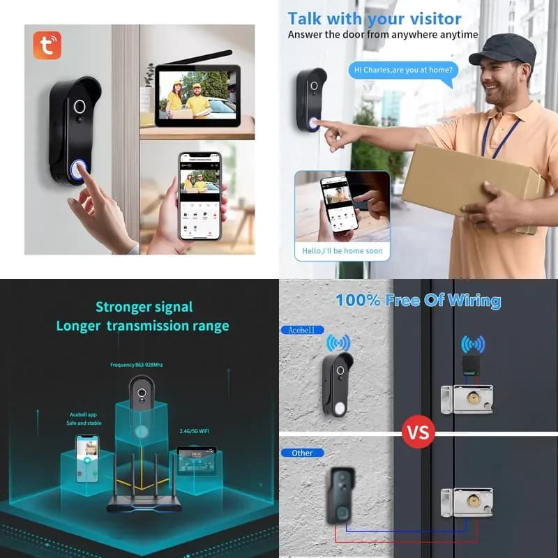 1080P Wireless Home Security Visual Door Bell Camera Waterproof IP65 Door Phone Smart Wifi Video Doorbell