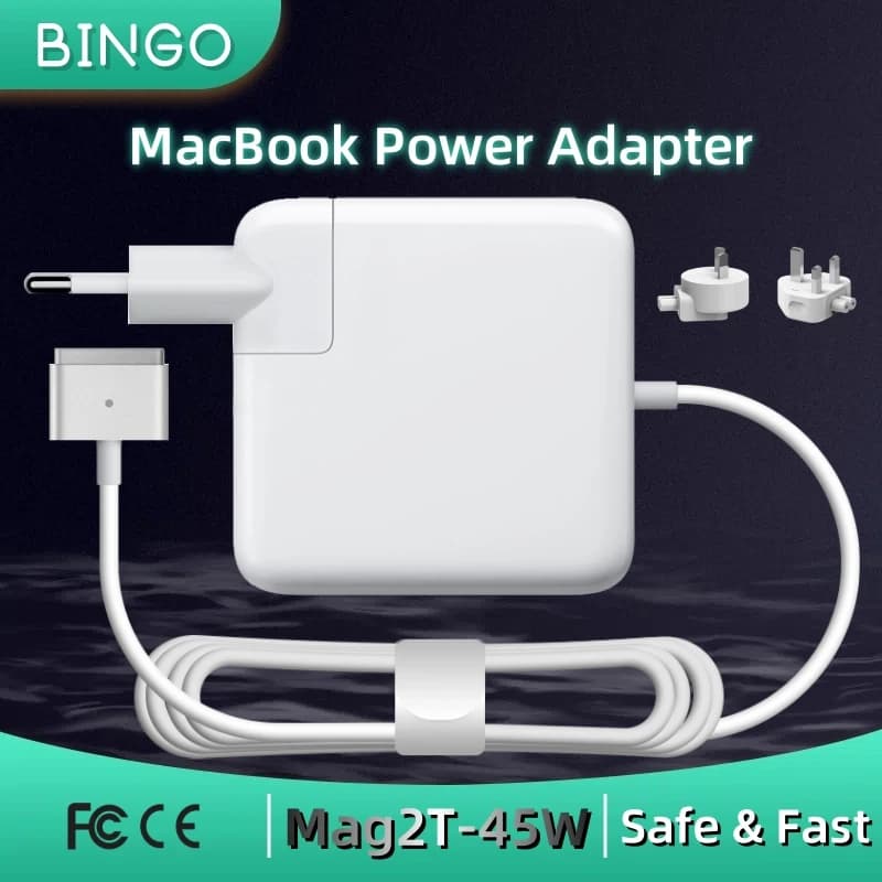 BINGO Nuovo caricabatterie Magsafe2-T da 45 W (14.85 V-3.05 A) per MacBook Air 11 "13" A1465 A1466 A1436 MD223 MD224 Caricatore adattatore di alimentazione per laptop
