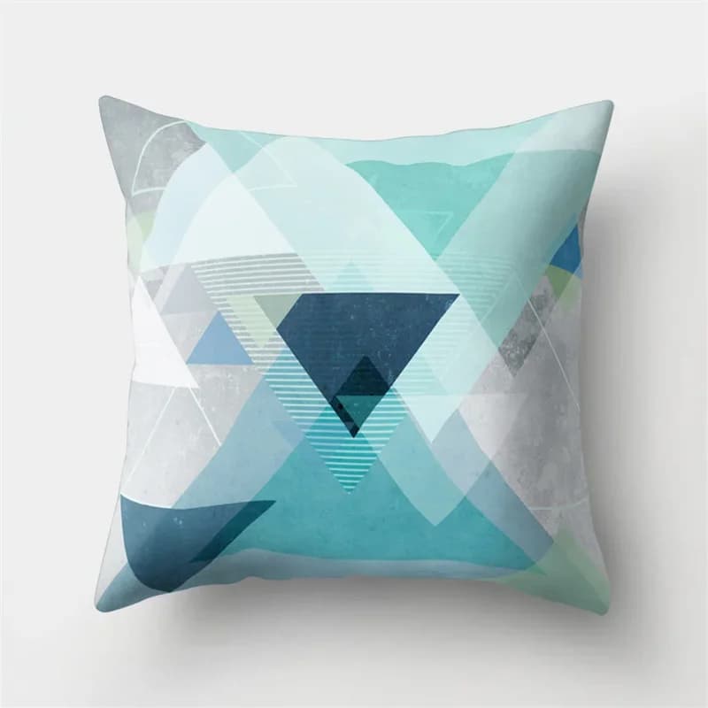 Modern Geometric Cushion Cover Art Blue Marble Print Pillowcase Car Sofa Office Waist Throw Home Decor