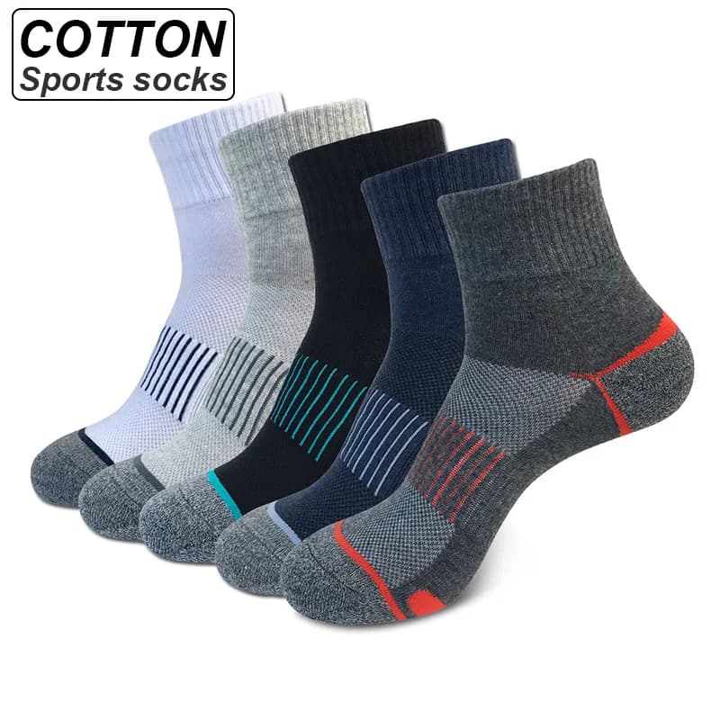 5Pairs/lot New Male Socks Black White Sports Men's Socks Cotton Basketball Running Socks High Quality Comfortable Breathable