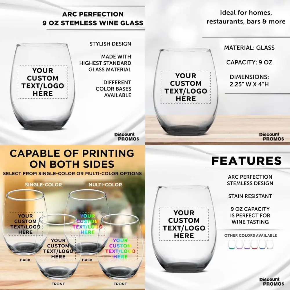 Set di Bicchieri da Vino Senza Stelo Personalizzati da 9 oz - Ideali per Matrimoni, Feste e Celebrazioni di Addio al Nubilato - Neri