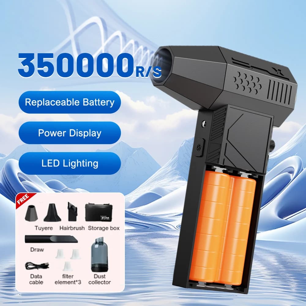 Strong Air Blower 350000 RPM Brushless Turbo Jet Fan Vacuum Replaceable Battery Turbo Fan Jet with LED Lighting Dust Removal