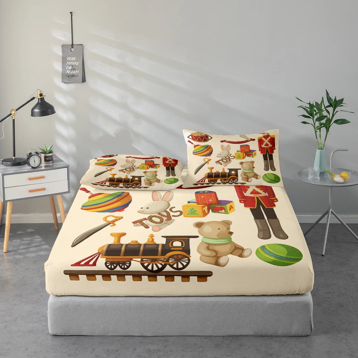 Set di lenzuola con stampa natalizia a tema soldato, protezione materasso e federa combinati, set di lenzuola stampate ad alta definizione include 1 lenzuolo con angoli + 1 o 2 federe (1 federa per 60*100cm e 72*132cm, il resto delle misure per 2 federe). Adatto per Camera da Letto e Stanza degli Ospiti, Biancheria da Letto in Poliestere Ultra Morbido, Lavabile in Lavatrice, Utilizzabile in Tutte le Stagioni
