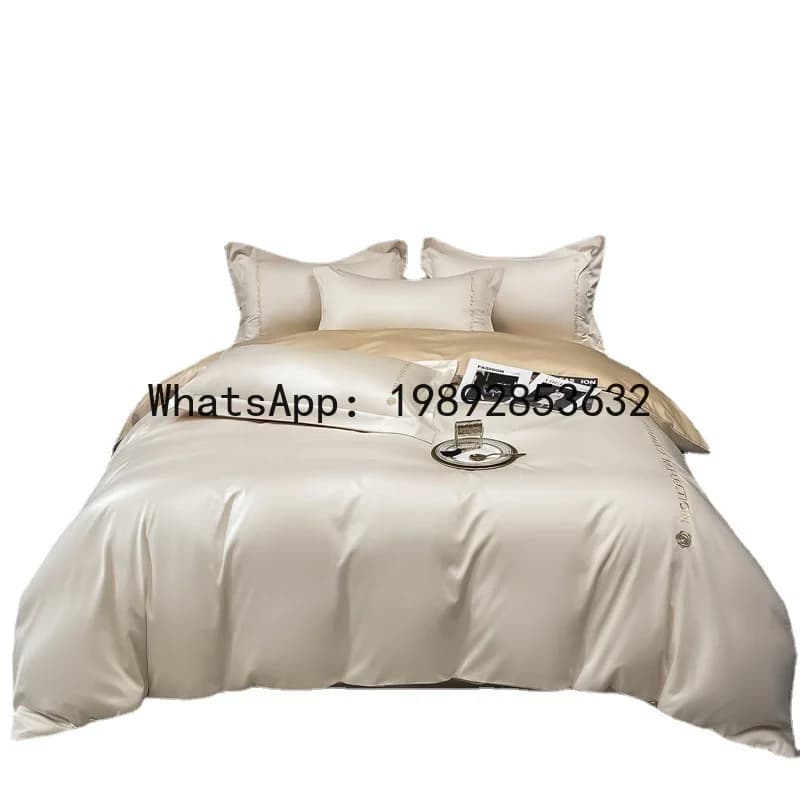 PYJ 160 Set di lenzuola e copripiumino in cotone a fibra lunga dello Xinjiang, quattro pezzi, stile lusso leggero