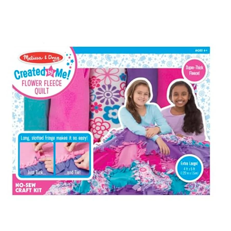 Creato da me! Kit Artigianale per Trapuntatura in Pile con Motivo Floreale, 48 Quadrati, 1,2 m x 1,5 m