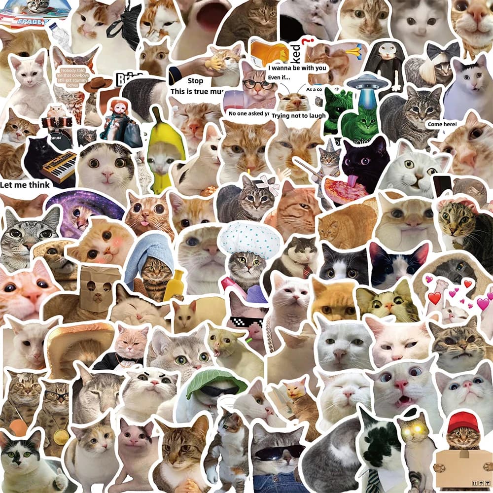 10/30/50/100pcs Divertente Simpatico Gatto Meme Adesivi Kawaii Cartoon Gattino Adesivo FAI DA TE Laptop Bagagli Telefono Graffiti Decalcomanie Decorazione