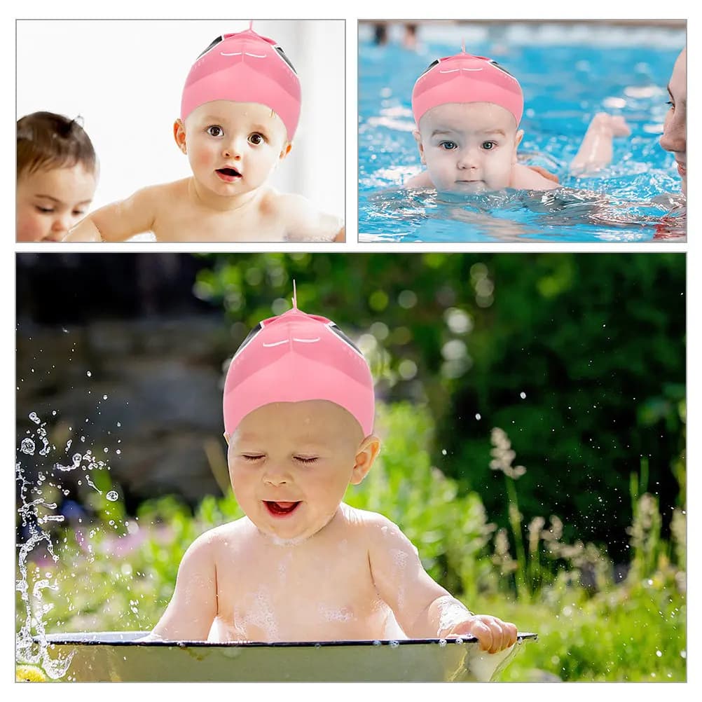 2 Pieces Swimwear for Children in Silicone Elastic Smooth for Women and Girls with Long Hair, Swimming Head Closure Stand for Pool and Beach Protection
