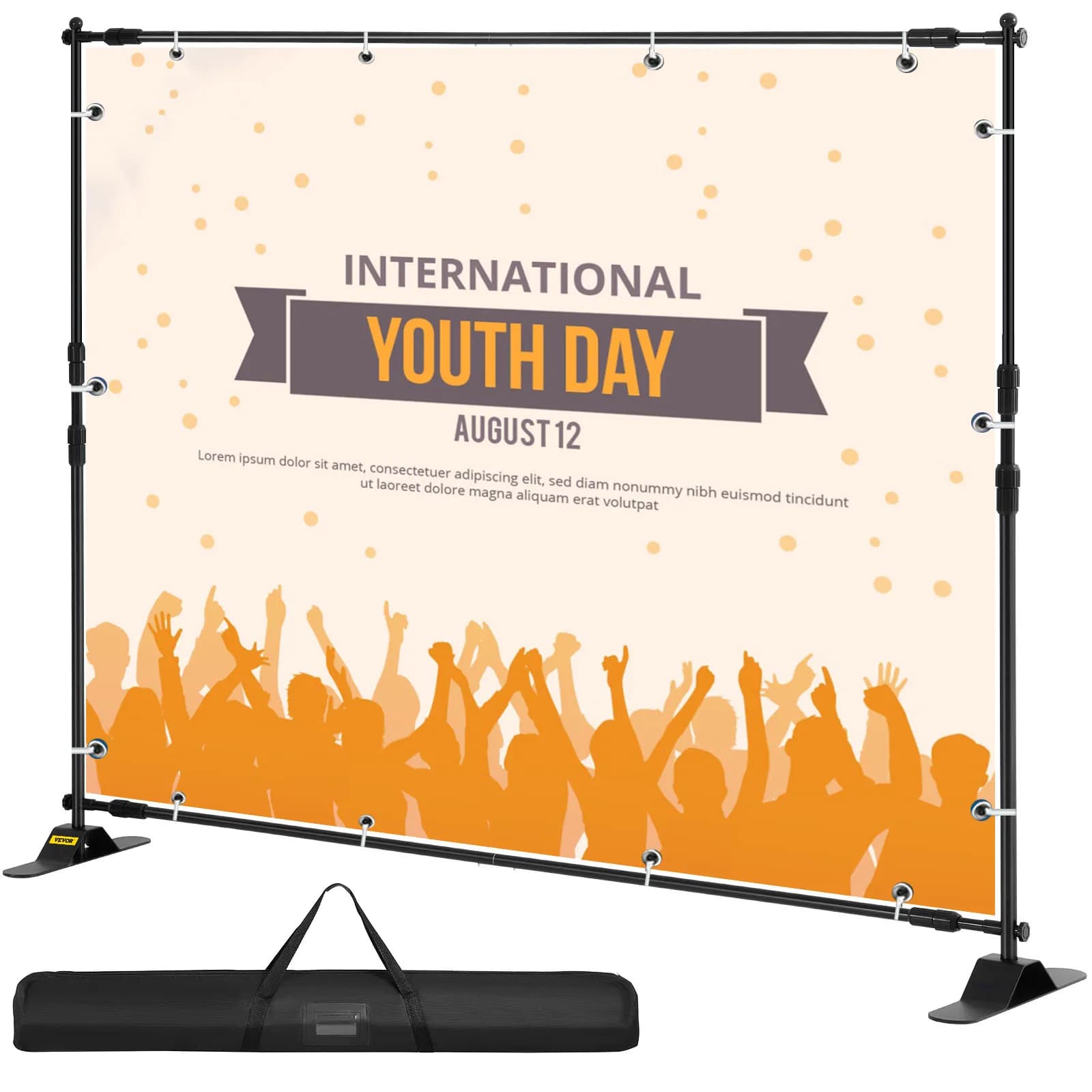 SucceBuy 3x2.4M Fondale Sfondo Supporto Telescopico Regolabile Fondale Banner Stand per Photocall Video Evento di Nozze Festa